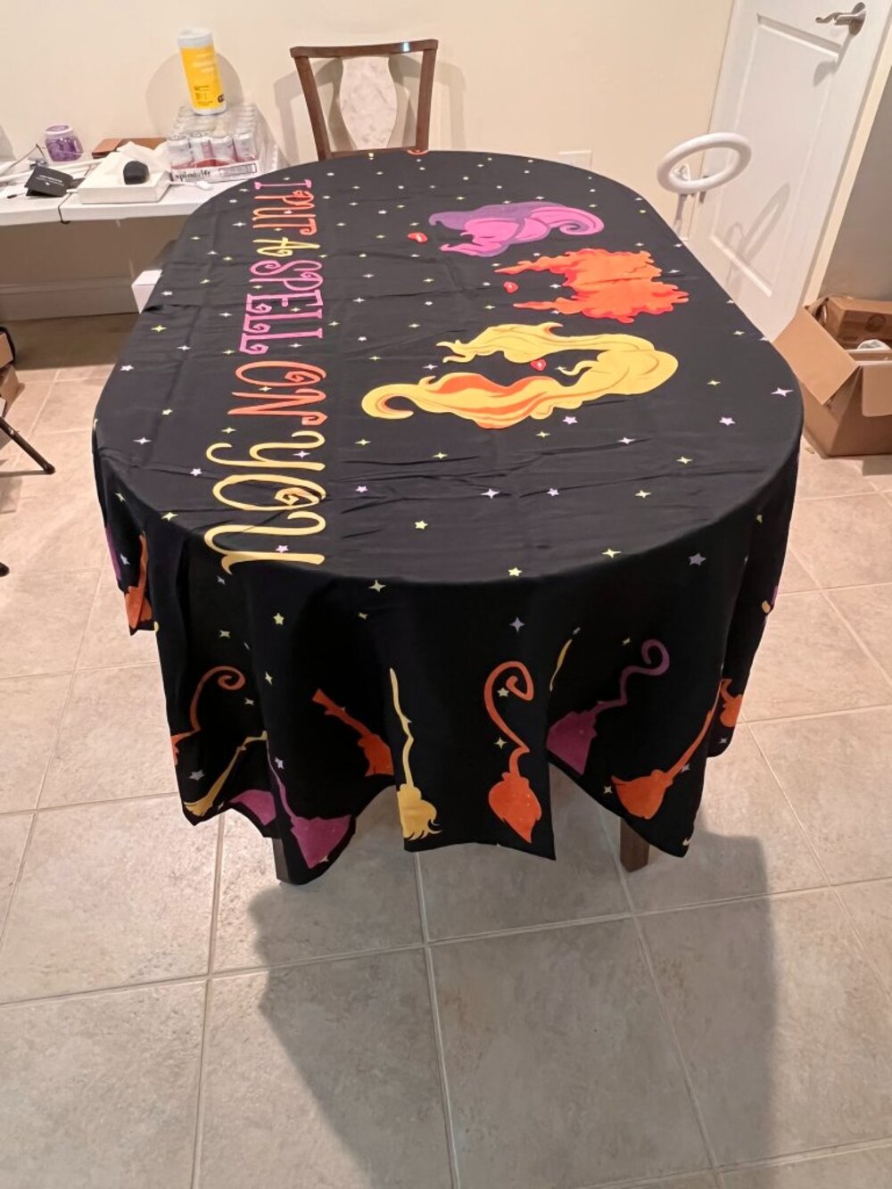 Halloween Witch Tablecloth 60x84 + 24 Glitter Cupcake Toppers